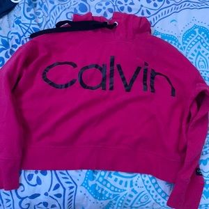 Hot pink cropped Calvin Klein hoodie